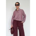 Bordo Çizgili Kadın Gömlek MG2410 - XL