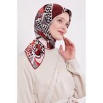Bordo Dama Desen Twill İpek Eşarp