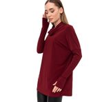 Bordo Degaje Yaka Kol Ucu Yarım Eldiven Detaylı Bluz