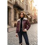 Bordo Deri Içi Kürklü Mont - S