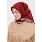 Bordo Ekose Kenar Twill İpek Eşarp