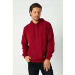 Bordo Erkek Kapüşonlu Kanguru Cepli Sweatshirt