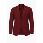 Bordo Erkek Tek Düğmeli Blazer Ceket – Dokulu Kumaş, Tek Yırtmaçlı Şık Tasarım