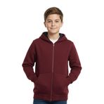Bordo Fermuarlı Kapüşonlu Cepli Kız Erkek Sweatshirt BGL-ST04999