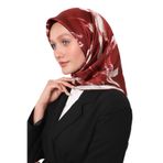 Bordo Fırça İzi Desen Twill İpek Eşarp