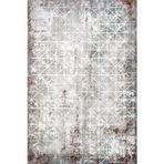 Bordo Geometrik Pamuk Makinada Yıkanabilir Kaymaz Taban Dijital Makine Baskı Salon Halı-I-Artemis_Artex-5852C-100x350