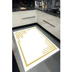 Bordo Halı BEYAZ GOLD Yıkanabilir Kaymaz Taban Halı Salon Dekor Yolluk Koridor Mutfak Halısı Riple