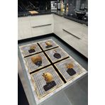 Bordo Halı GRİ GOLD Yıkanabilir Kaymaz Taban Halı Salon Dekor Yolluk Koridor Mutfak Halısı Asteria