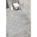 Bordo Halı Kaymaz Tabanlı Suya Dayanıklı Dijital Baskılı Banyo Paspası Takımı 1441