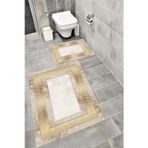 Bordo Halı Kaymaz Tabanlı Suya Dayanıklı Dijital Baskılı Banyo Paspası Takımı 1445
