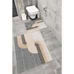 Bordo Halı Kaymaz Tabanlı Suya Dayanıklı Dijital Baskılı Banyo Paspası Takımı 1510