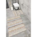 Bordo Halı Kaymaz Tabanlı Suya Dayanıklı Dijital Baskılı Banyo Paspası Takımı 1609