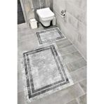 Bordo Halı Kaymaz Tabanlı Suya Dayanıklı Dijital Baskılı Banyo Paspası Takımı 1631