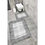 Bordo Halı Kaymaz Tabanlı Suya Dayanıklı Dijital Baskılı Banyo Paspası Takımı 1636
