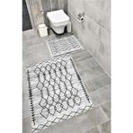 Bordo Halı Kaymaz Tabanlı Suya Dayanıklı Dijital Baskılı Banyo Paspası Takımı 1659