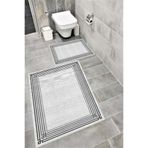 Bordo Halı Kaymaz Tabanlı Suya Dayanıklı Dijital Baskılı Banyo Paspası Takımı | Bordo Halı 1478