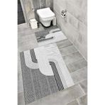 Bordo Halı Kaymaz Tabanlı Suya Dayanıklı Dijital Baskılı Banyo Paspası Takımı | Bordo Halı 1508