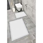 Bordo Halı Kaymaz Tabanlı Suya Dayanıklı Dijital Baskılı Banyo Paspası Takımı | Bordo Halı 1533