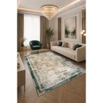 Bordo Halı Modern Eskitme Desenli Yeşil Bej Salon Mutfak Yatak Odası Halısı Kaymaz Tabanlı