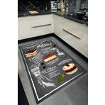 Bordo Halı SİYAH Mutfak Halısı Yıkanabilir Kaymaz Taban Halı Salon Dekor Yolluk Koridor Mutfak Halısı Macaron