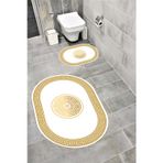 Bordo Halı Su Emici Yumuşak Kaymaz Sünger Dolgulu Yıkanabilir Dekoratif Banyo Paspası Takımı 1039GOLDAY OVL