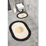 Bordo Halı Su Emici Yumuşak Kaymaz Sünger Dolgulu Yıkanabilir Dekoratif Banyo Paspası Takımı ARGUVAN1037OVAL