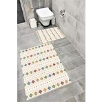 Bordo Halı Su Emici Yumuşak Kaymaz Taban Sünger Dolgulu Pamuksu Doku Yıkanabilir Dekoratif Banyo Paspası 1241