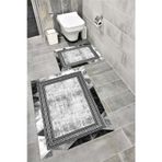 Bordo Halı Su Emici Yumuşak Kaymaz Taban Sünger Dolgulu Yıkanabilir Dekoratif Banyo Paspası 1069ALPEMİXGRİ