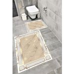 Bordo Halı Su Emici Yumuşak Kaymaz Taban Sünger Dolgulu Yıkanabilir Dekoratif Banyo Paspası Takımı 1001BİHTER