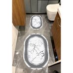 Bordo Halı Su Emici Yumuşak Kaymaz Taban Sünger Dolgulu Yıkanabilir Dekoratif Banyo Paspası Takımı 1002 OVAL