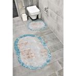 Bordo Halı Su Emici Yumuşak Kaymaz Taban Sünger Dolgulu Yıkanabilir Dekoratif Banyo Paspası Takımı 1046 OVAL
