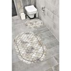 Bordo Halı Su Emici Yumuşak Kaymaz Taban Sünger Dolgulu Yıkanabilir Dekoratif Banyo Paspası Takımı 1064 Oval