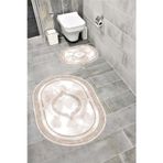 Bordo Halı Su Emici Yumuşak Kaymaz Taban Sünger Dolgulu Yıkanabilir Dekoratif Banyo Paspası Takımı 1065 Oval