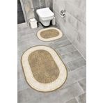 Bordo Halı Su Emici Yumuşak Kaymaz Taban Sünger Dolgulu Yıkanabilir Dekoratif Banyo Paspası Takımı 1072 OVAL