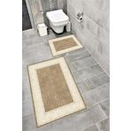 Bordo Halı Su Emici Yumuşak Kaymaz Taban Sünger Dolgulu Yıkanabilir Dekoratif Banyo Paspası Takımı 1072