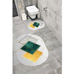 Bordo Halı Su Emici Yumuşak Kaymaz Taban Sünger Dolgulu Yıkanabilir Dekoratif Banyo Paspası Takımı 1075