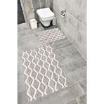 Bordo Halı Su Emici Yumuşak Kaymaz Taban Sünger Dolgulu Yıkanabilir Dekoratif Banyo Paspası Takımı-1093Drew