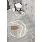 Bordo Halı Su Emici Yumuşak Kaymaz Taban Sünger Dolgulu Yıkanabilir Dekoratif Banyo Paspası Takımı 1133 OVAL