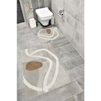 Bordo Halı Su Emici Yumuşak Kaymaz Taban Sünger Dolgulu Yıkanabilir Dekoratif Banyo Paspası Takımı-1133