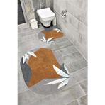 Bordo Halı Su Emici Yumuşak Kaymaz Taban Sünger Dolgulu Yıkanabilir Dekoratif Banyo Paspası Takımı-1134