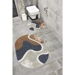 Bordo Halı Su Emici Yumuşak Kaymaz Taban Sünger Dolgulu Yıkanabilir Dekoratif Banyo Paspası Takımı 1136 OVAL