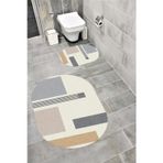 Bordo Halı Su Emici Yumuşak Kaymaz Taban Sünger Dolgulu Yıkanabilir Dekoratif Banyo Paspası Takımı 1158OVAL