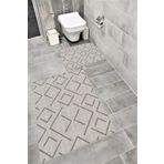Bordo Halı Su Emici Yumuşak Kaymaz Taban Sünger Dolgulu Yıkanabilir Dekoratif Banyo Paspası Takımı-1160
