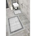 Bordo Halı Su Emici Yumuşak Kaymaz Taban Sünger Dolgulu Yıkanabilir Dekoratif Banyo Paspası Takımı 1161