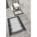 Bordo Halı Su Emici Yumuşak Kaymaz Taban Sünger Dolgulu Yıkanabilir Dekoratif Banyo Paspası Takımı-1165