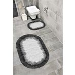 Bordo Halı Su Emici Yumuşak Kaymaz Taban Sünger Dolgulu Yıkanabilir Dekoratif Banyo Paspası Takımı 1165GRİOVAL