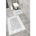 Bordo Halı Su Emici Yumuşak Kaymaz Taban Sünger Dolgulu Yıkanabilir Dekoratif Banyo Paspası Takımı-1168