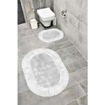 Bordo Halı Su Emici Yumuşak Kaymaz Taban Sünger Dolgulu Yıkanabilir Dekoratif Banyo Paspası Takımı 1168GRİOVAL
