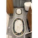 Bordo Halı Su Emici Yumuşak Kaymaz Taban Sünger Dolgulu Yıkanabilir Dekoratif Banyo Paspası Takımı 1169Oval