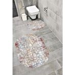 Bordo Halı Su Emici Yumuşak Kaymaz Taban Sünger Dolgulu Yıkanabilir Dekoratif Banyo Paspası Takımı 1171Oval